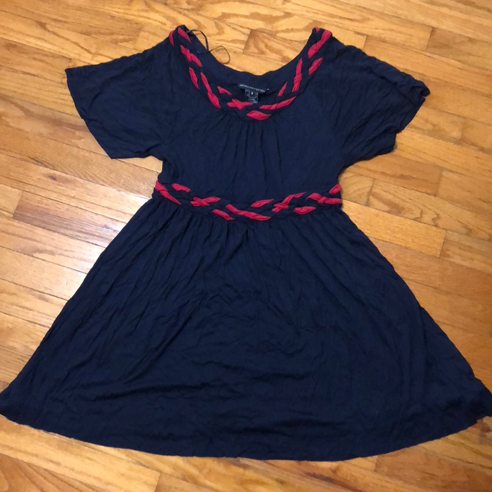 French Connection Navy and Red braided accent